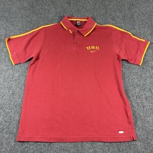 Vintage USC Trojans Nike Polo Mens‎ Size L Dri-Fit Shirt Logo Football 90s Y2K